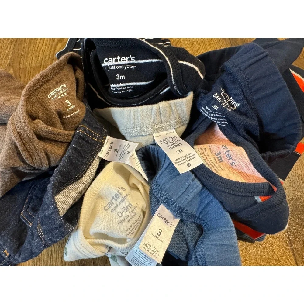 Carters‎ Baby Boy 3 Months Outfits Lot Sweat Pants L/S Bodysuits Shirts Clothes